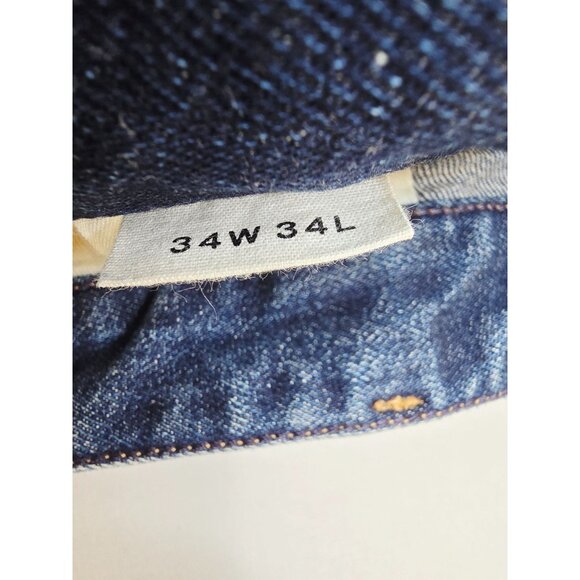 Buck Mason Size 34x34 Maverick Slim Button Fly Blue Double Dipped Denim Jeans - Picture 3 of 13